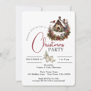 CHRISTMAS PARTY CHRISTMAS BIRD HOUSE INVITATION