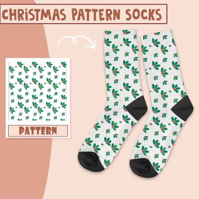 Christmas Party Christmas Leaf  Green Pattern  Socks (Creator Uploaded)