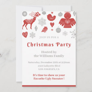 Christmas Party  Classic Nordic Grey Invitation