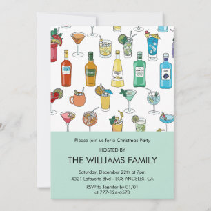 Christmas Party Cocktail Contemporary Drinks Invitation