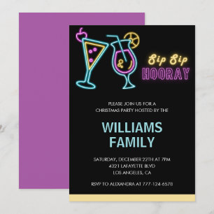 Christmas Party Cocktail Neon Drinks Invitation