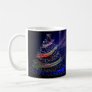 Christmas Party Colorful Tree Navy Blue Rustic Coffee Mug