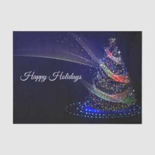 Christmas Party Colorful Tree Navy Blue Rustic Tissue Paper