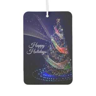 Christmas Party Colourful Tree Navy Blue Rustic Car Air Freshener