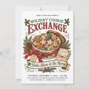 Christmas Party Cookie Exchange Invitation Vintage