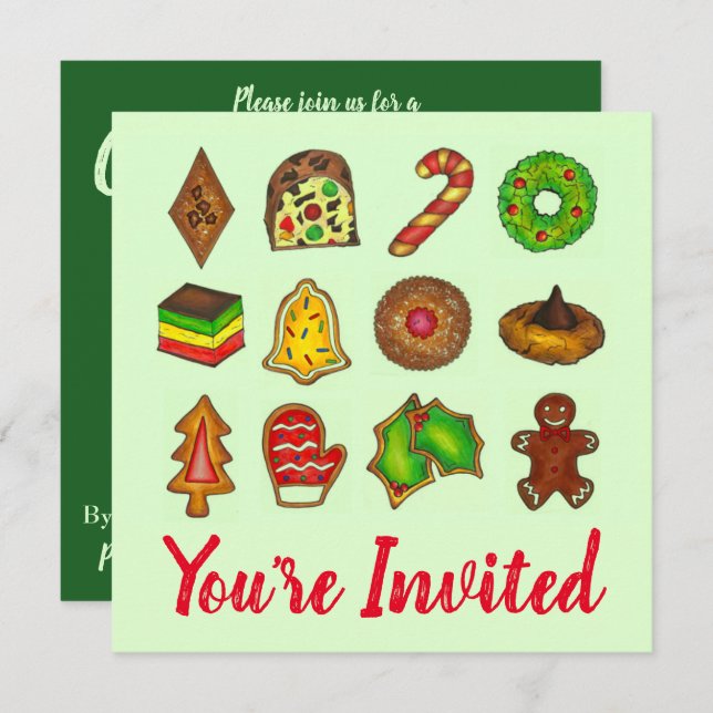 Christmas Party Cookie Swap Holiday Open House Invitation (Front/Back)