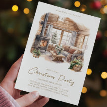 Christmas Party Cosy Watercolor Home