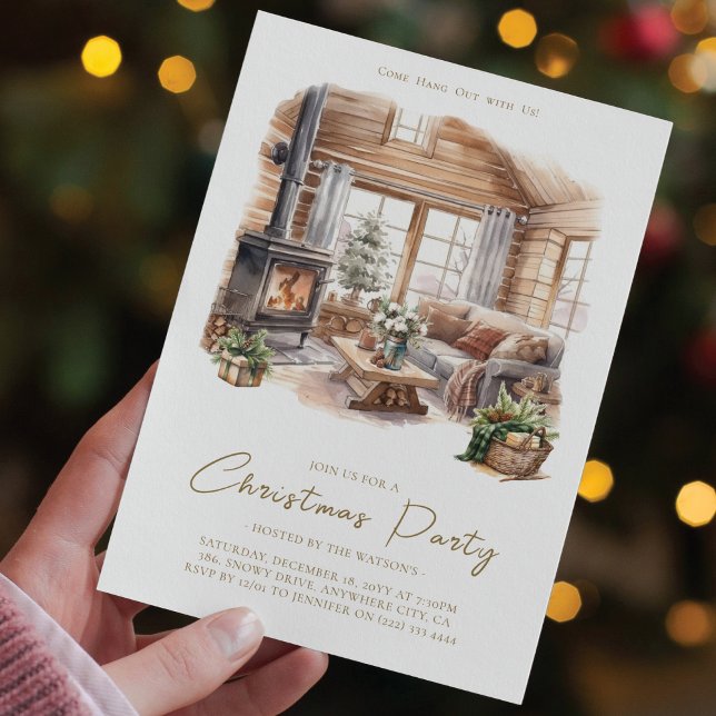 Christmas Party Cosy Watercolor Home Invitation (Creator Uploaded)