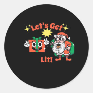 Christmas Party Design - Let's Get Lit Classic Classic Round Sticker