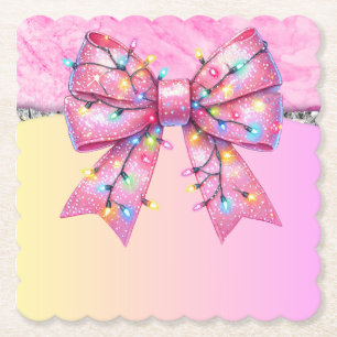 Christmas Party Drip Bling Festive Merry Xmas Ligh Paper Coaster