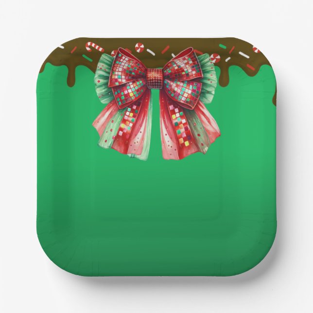 Christmas Party Drip Bling Festive Merry Xmas Ligh Paper Plate (Front)