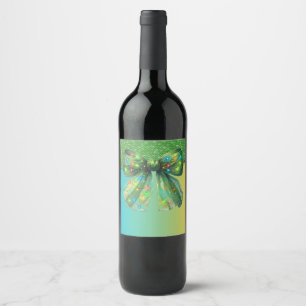 Christmas Party Drip Bling Merry Xmas Lights Bow Wine Label