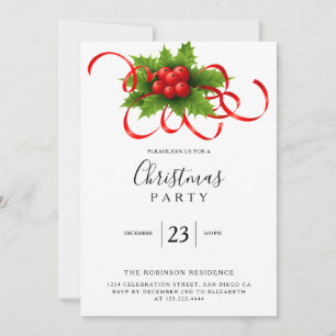 Christmas Party Elegant Botanical Invitation