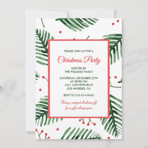 Christmas Party Elegant Evergreen Invitation