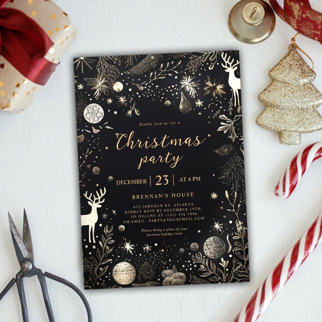  Christmas Party Elegant Festive Holiday Invitation (Holiday Foil Christmas Party Invitation)