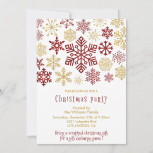 Christmas Party Elegant Snowflakes Invitation