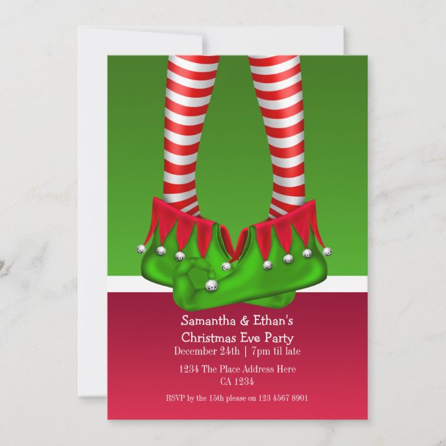 Christmas Party Elf Stockings And Boots Invitation (Front)