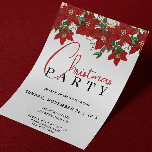 Christmas Party Event Invitation   Red Flowers