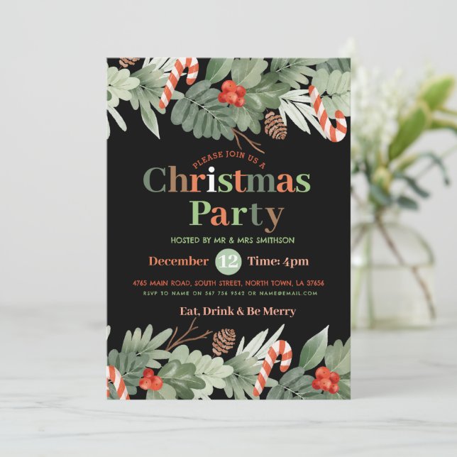 Christmas Party Festive Invitation (Standing Front)