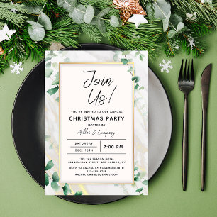 Christmas Party Floral Chic Corporate Holiday Invitation