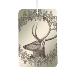 Christmas Party Floral Reindeer Golden Winter Car Air Freshener