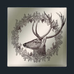 Christmas Party Floral Reindeer Golden Winter Magnet<br><div class="desc">Christmas Party Floral Reindeer Golden Winter magnet. Unique,  beautiful,  stylish design. Easy to be personalized. Font style,  size and colors can be changed. Matching items are available.</div>