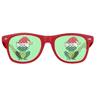 Christmas Party Frog Santa Green Red Retro Sunglasses