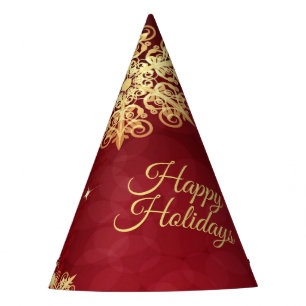Christmas Party Gift Red Golden Snowflakes Holiday Hat