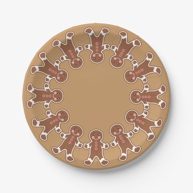 Christmas Party Gingerbread Cookies Paper Plates (Front)