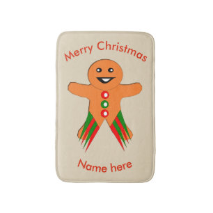 Christmas Party Gingerbread Man Bath Mat