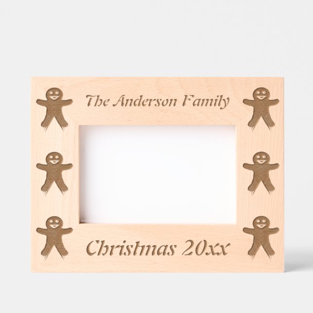 Christmas Party Gingerbread Man Custom Etched Frames (Front)