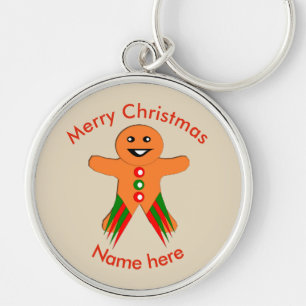Christmas Party Gingerbread Man Custom Keychain