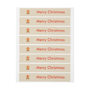 Christmas Party Gingerbread Man Custom Labels