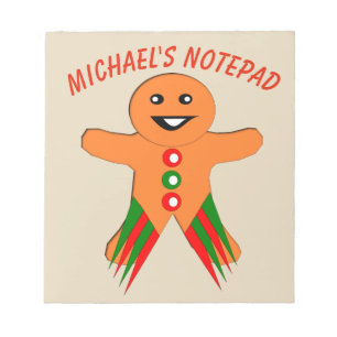 Christmas Party Gingerbread Man Custom Notepad