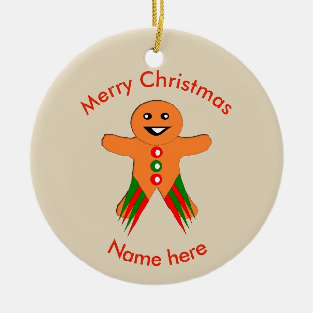 Christmas Party Gingerbread Man Custom Ornament (Front)