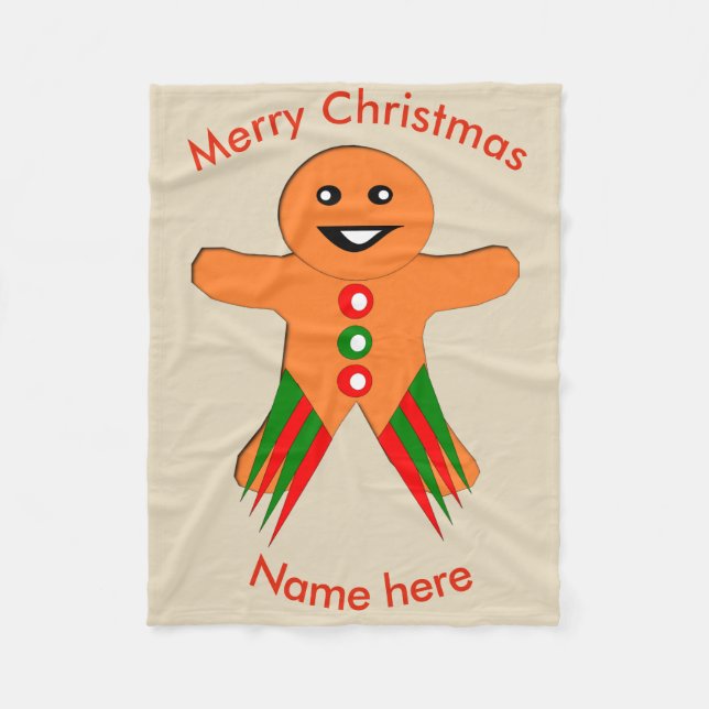 Christmas Party Gingerbread Man Fleece Blanket (Front)