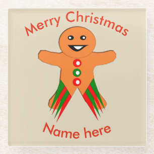 Christmas Party Gingerbread Man Glass Coaster