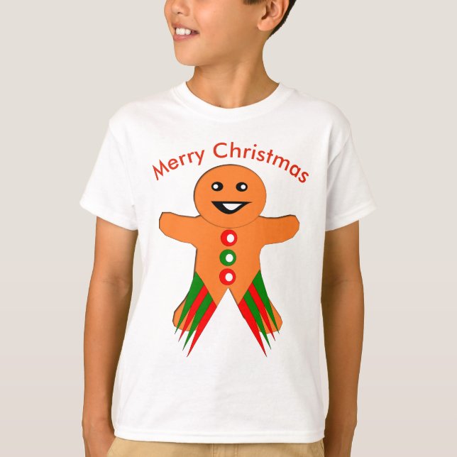 Christmas Party Gingerbread Man Kids T Shirt (Front)