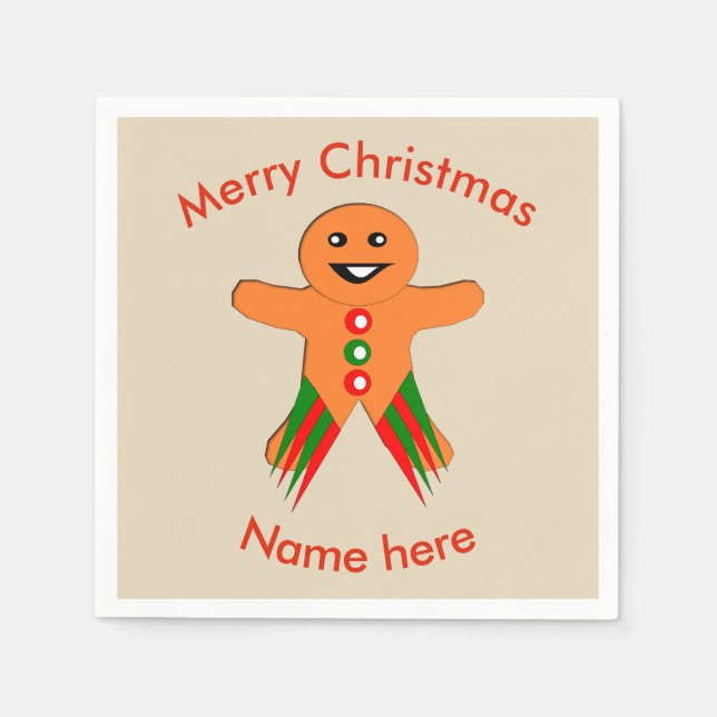 Christmas Party Gingerbread Man Paper Napkins (Front)