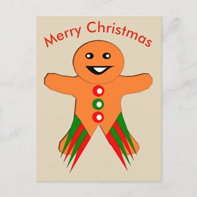 Christmas Party Gingerbread Man Postcard (Front)
