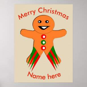 Christmas Party Gingerbread Man Poster