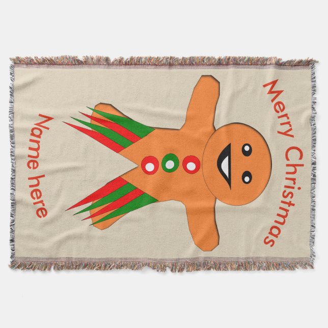 Christmas Party Gingerbread Man Throw Blanket (Front)