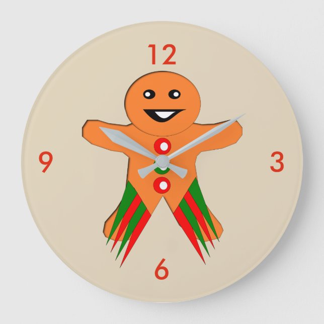Christmas Party Gingerbread Man Wall Clock (Front)