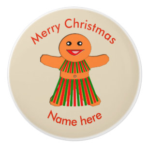 Christmas Party Gingerbread Woman Ceramic Knob