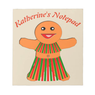 Christmas Party Gingerbread Woman Custom Notepad