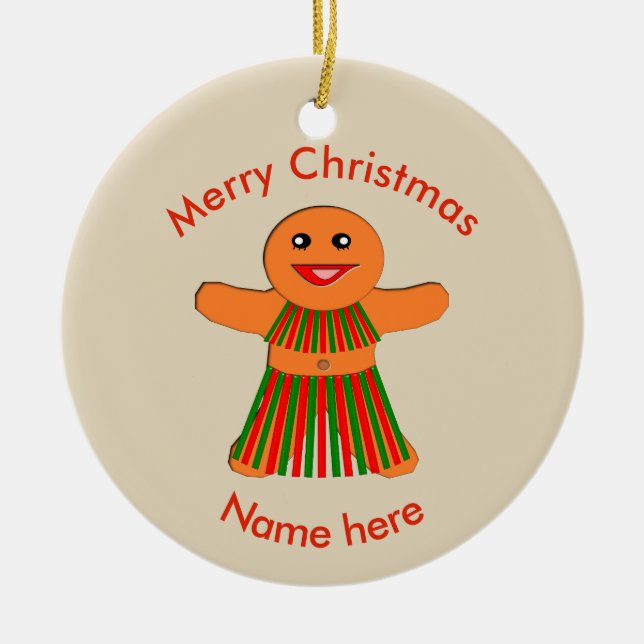 Christmas Party Gingerbread Woman Custom Ornament (Front)