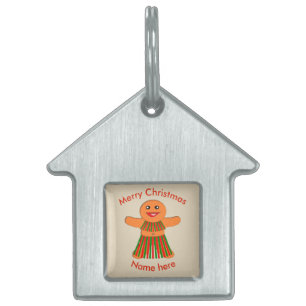 Christmas Party Gingerbread Woman Custom Pet Tag