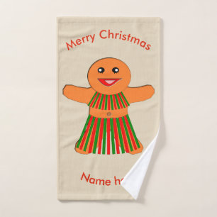 Christmas Party Gingerbread Woman Hand Towel
