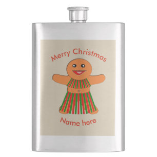 Christmas Party Gingerbread Woman Hip Flask
