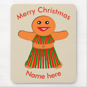 Christmas Party Gingerbread Woman Mousepad